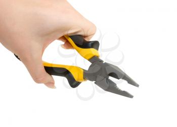 Royalty Free Photo of Combination Pliers in a Woman's Hands