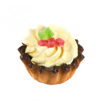 fresh fruit jelly cupcake isolated on white and cherry