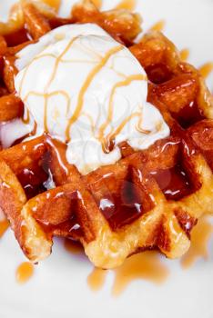 Royalty Free Photo of Waffles and Ice Cream