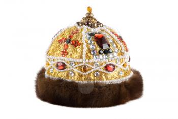 Regal kings fur crown isolated on a white background