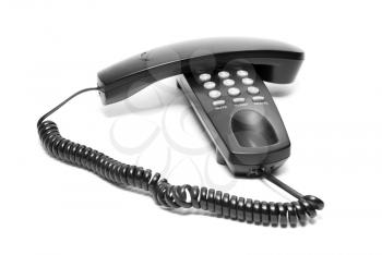 black office phone isolated on white background