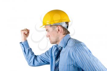 Royalty Free Photo of a Man Wearing a Hardhat