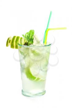 Fresh mojito cocktail isolated on a white bacground