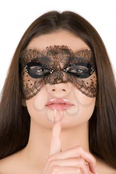 Royalty Free Photo of a Woman Wearing a Mask