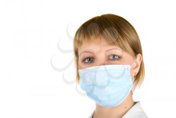 Royalty Free Photo of a Woman Wearing a Medical Mask