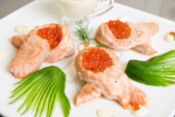 Royalty Free Photo of Salmon Filet With Caviar