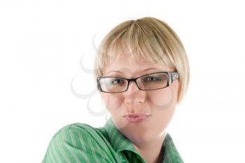 Royalty Free Photo of a Blonde Woman Wearing Glasses