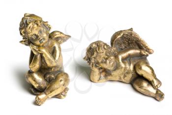 Bronze figure of cupids isolated on a white