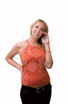 Royalty Free Photo of a Woman Talking on a Cellphone