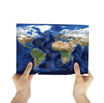Royalty Free Photo of a Hand Holding a World Map