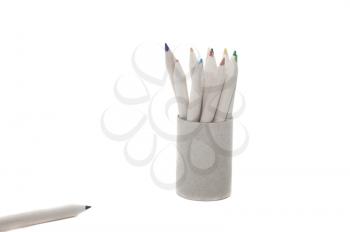 Royalty Free Photo of Pencil Crayons in a Pencil Holder 