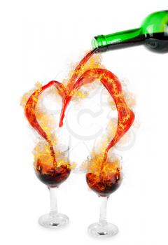 Royalty Free Photo of Wine Being Poured and on Fire