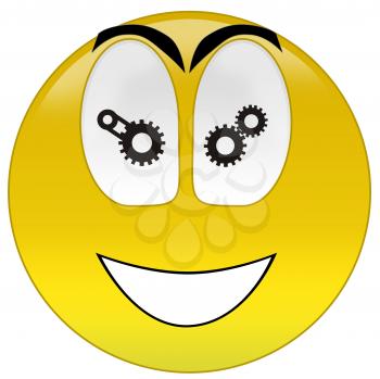 3d rendering happy smiley gear signs at eyes