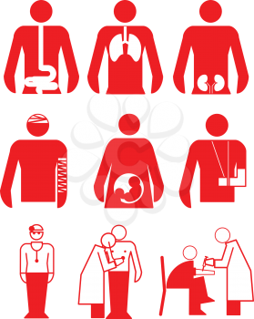 A set of  vector icons of hospital objects