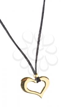 heart pendant of gold isolated on a white