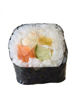 Roll of sushi isolated on white