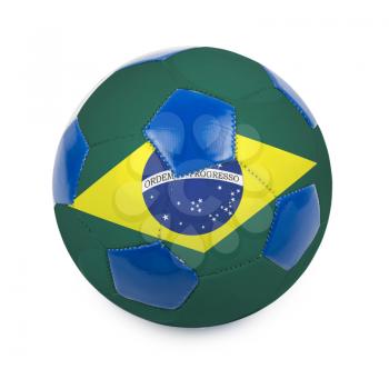 soccer ball with brazil flag on white