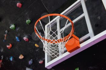 Basketball basket in the modern gym