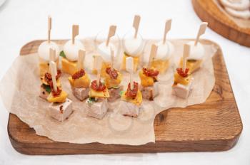 Catering service. Tasty appetizers on the table