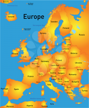 Royalty Free Clipart Image of a Map of Europe