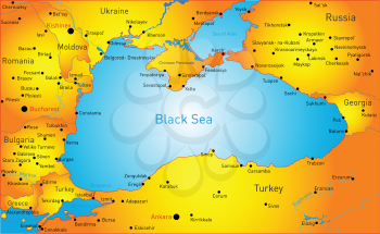Royalty Free Clipart Image of a Map of a Black Sea Area