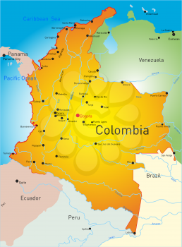 Royalty Free Clipart Image of a Map of Colombia