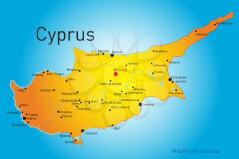 Royalty Free Clipart Image of a Map of Cyprus