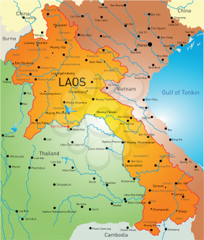 Vector detailed map of Laos country