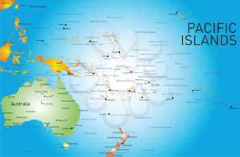 Vector color map of pacific islands