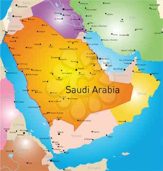 vector color map of Saudi Arabia country