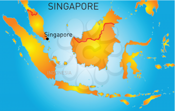 Vector color map of Republic of Singapore