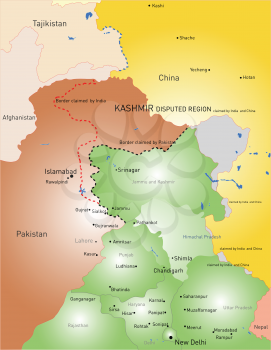 Vector color Kashmir region map