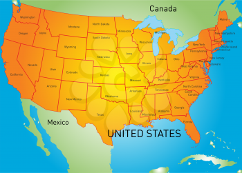 Vector color map of USA