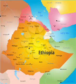 Vector color map of Ethiopia country