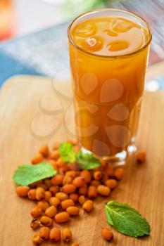 fruit non-alcoholic drink with sea buckthorn
