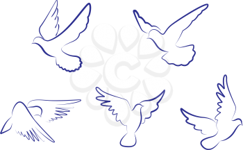 Royalty Free Clipart Image of a Set of Doves