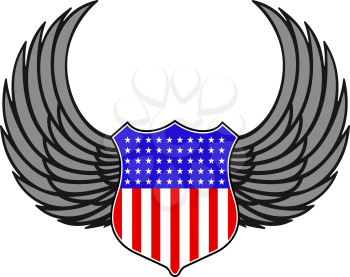 Royalty Free Clipart Image of an American Symbol With Wings