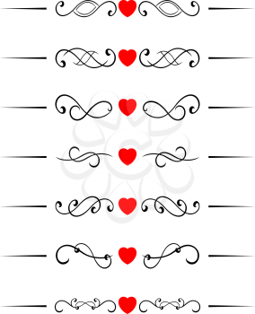 Royalty Free Clipart Image of Heart Scrolls