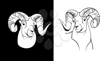 Royalty Free Clipart Image of Rams' Heads