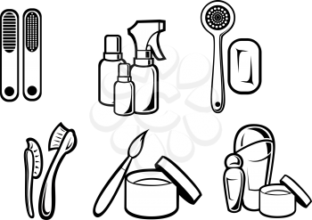 Royalty Free Clipart Image of Beauty and Cleaning Supplies