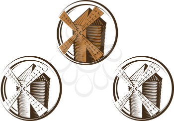Royalty Free Clipart Image of a Set of Windmill Symbols