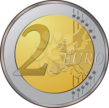 Royalty Free Clipart Image of a Two Euros Coin