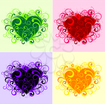 Royalty Free Clipart Image of a Flourish Heart Background