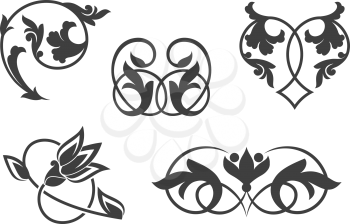 Royalty Free Clipart Image of Vintage Floral Elements