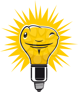 Royalty Free Clipart Image of a Winking Lightbulb