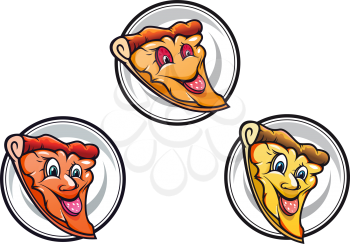 Royalty Free Clipart Image of Cartoon Pizza