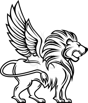 Royalty Free Clipart Image of a Lion With Wings