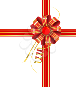 Royalty Free Clipart Image of a Red and Gold Bow
