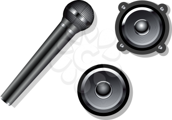 Royalty Free Clipart Image of Microphone and Speakers