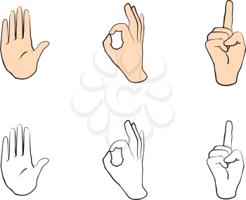 Royalty Free Clipart Image of Hand Gestures